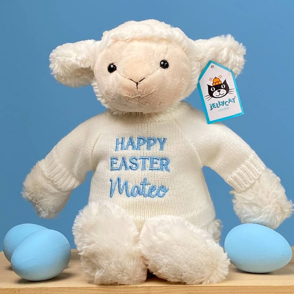 Personalised Jellycat Bashful Easter Lamb Soft Toy By That's mine personalised embroidered gifts