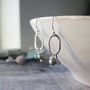 Olive Pearl Oval Drop Earrings, thumbnail 4 of 5