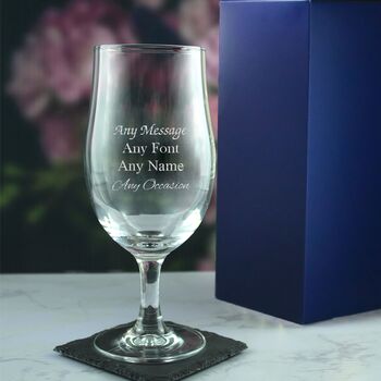 Personalised Engraved Stemmed Beer Glass In Gift Box, 2 of 6
