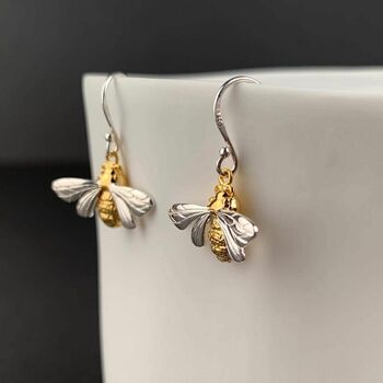 Solid Silver And Gold Plate Queen Bee Earrings, 2 of 4