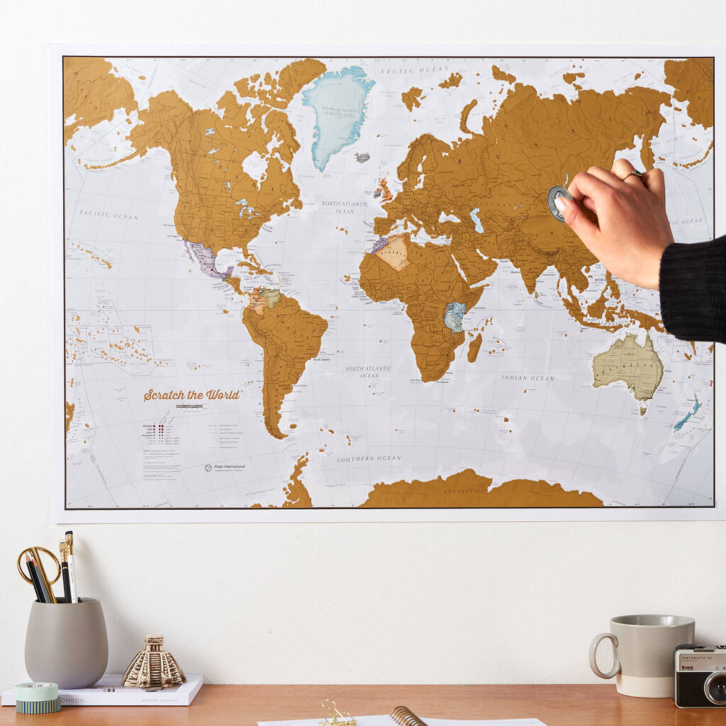 Scratch The World® Map Print With Coin, 1 of 12