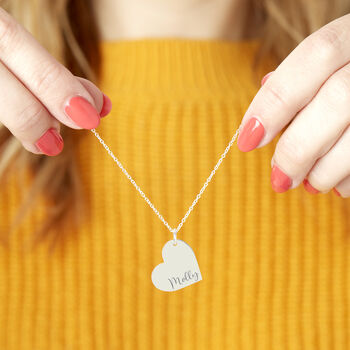 Personalised Name Silver Plated Heart Valentines Necklace, 3 of 12