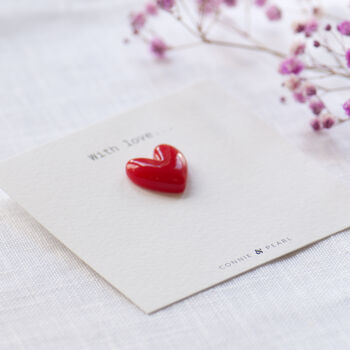 Vivid Red Love Heart Pin On Giftcard, 6 of 12