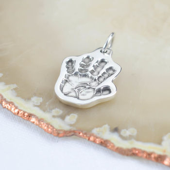 Personalised Sculpted Silver Hand Or Foot Print Charm, 2 of 7
