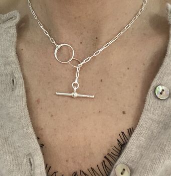 Infinity Link Toggle Bar Necklace, 2 of 2
