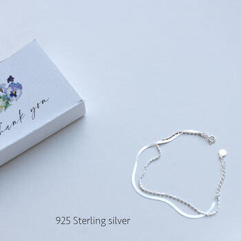 925 Sterling Silver Double Chain Bracelet, 5 of 8
