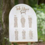 Engraved Wooden Arch Seating Plan Wedding Sign, thumbnail 2 of 3