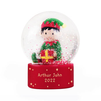 Personalised Christmas Elf Glitter Snow Globe, 4 of 6