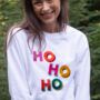 Ho Ho Ho Embroidered Christmas Sweatshirt, thumbnail 5 of 6