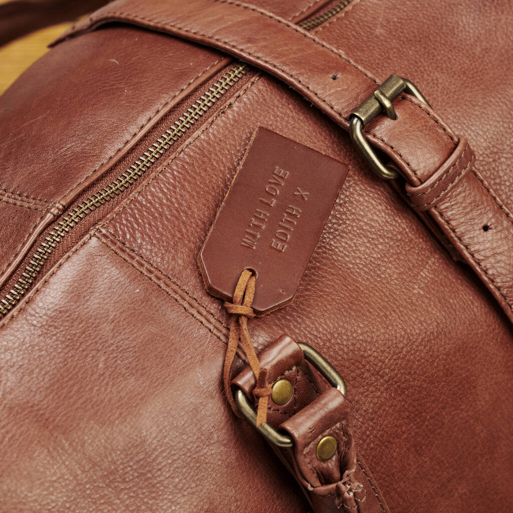 Personalised Leather Luggage Holdall Weekend Bag By Posh Totty Designs