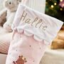 Personalised Christmas Reindeer Pink Stocking, thumbnail 2 of 4