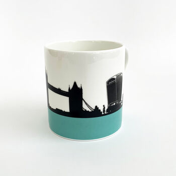 London Skyline Silhouette Bone China Mug Turquoise, 3 of 5