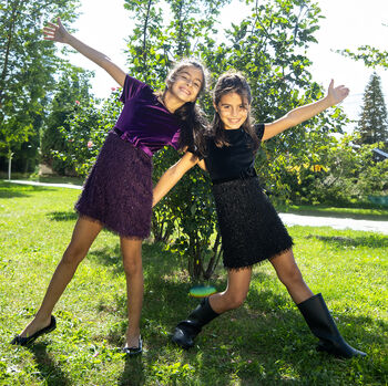 Isabella Girls Velvet Dress With Matching Hair Clip, 3 of 3