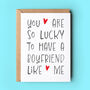 So Lucky Valentine Card From Boyfriend Or Husband, thumbnail 1 of 3