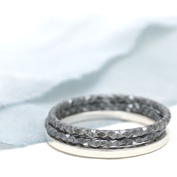 Sterling Silver Dainty Rings. Stackable Ring Set, 10 of 12