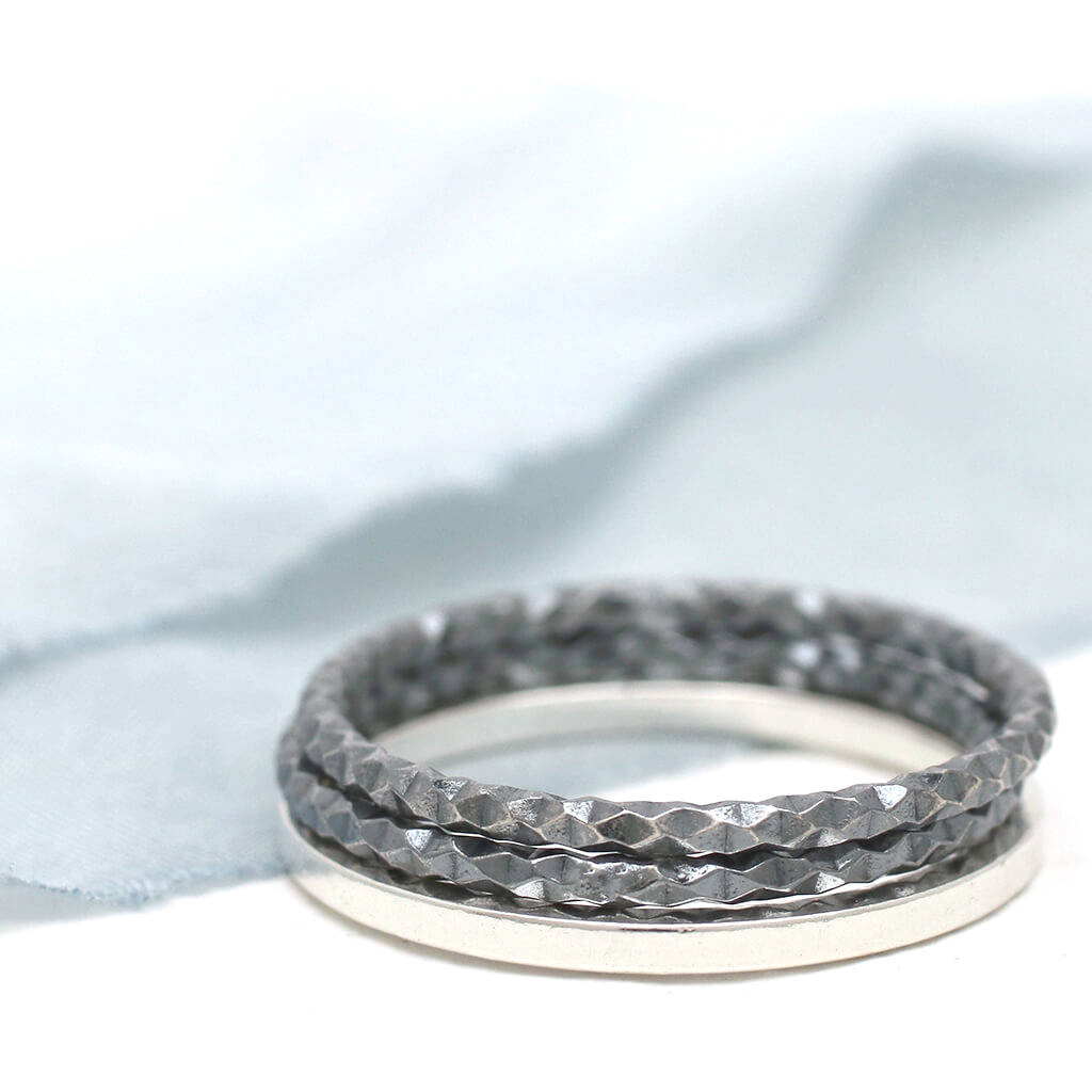 Sterling Silver Dainty Rings. Stackable Ring Set By Louy Magroos
