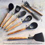 8pc Silicone Kitchen Set With Handcrafted Italian Olive Wood Handles, thumbnail 2 of 6