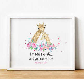 Personalised New Baby Adoption Gift Giraffe Print, 3 of 4