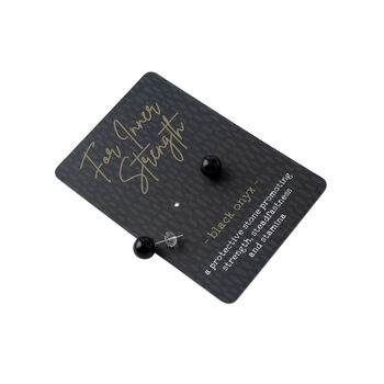 Just Smile Black Onyx Earrings On Gift Card, 2 of 3