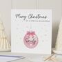 Personalised Pink Bauble Christmas Card For Daughter, thumbnail 1 of 7