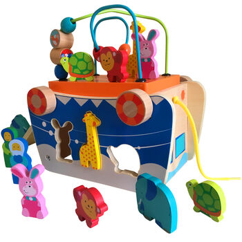 Wooden Noah's Ark Pull Along And Shape Sorter Playset, 8 of 10