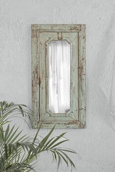 Rectangular Mirror Reclaimed Wood Teal Green, 2 of 12