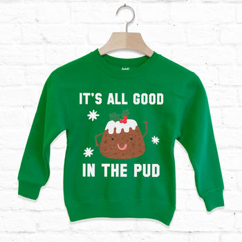 It's All Good In The Pud Kids' Christmas Sweatshirt, 4 of 6