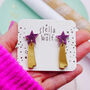 Pink Glitter And Gold Mirrored Shooting Star Earrings, thumbnail 1 of 4