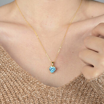 Blue Topaz December Birthstone Love Heart Necklace, 2 of 5