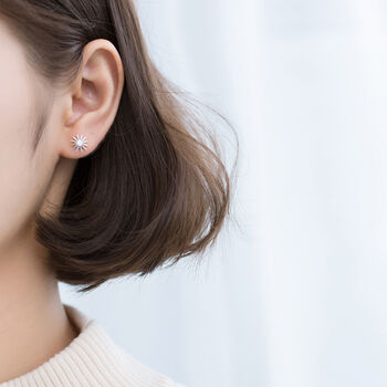 Sterling Silver Crystal Moon And Star Stud Earrings, 2 of 5