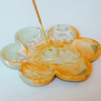 Flower Incense Holder In Orange Margarita, 3 of 3