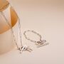 Silver Gracie Initial And Birthstone T Bar Necklace, thumbnail 5 of 7