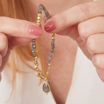 Labradorite And Gold Plated Silver Beaded Bracelet, 11 of 12