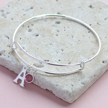Personalised Initial Birthstone Bangle, 5 of 10