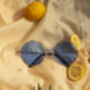 Blue Oversized Round Circle Wire Frame Sunglasses, thumbnail 5 of 5