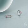 Sterling Silver Pink Crystal Cluster Huggie Hoop Earrings, thumbnail 4 of 10