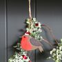 Robin In Santa Hat Christmas Tree Decoration, thumbnail 2 of 2