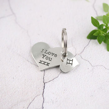 I Love You Gift Personalised Romantic Heart Keyring, 4 of 9