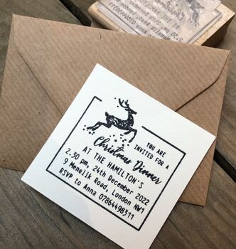 Christmas Invitation Personalised Rubber Stamp, 2 of 4