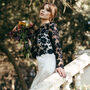 Black Macrame Lace Top Long Sleeved Wedding Dress Topper, thumbnail 3 of 10
