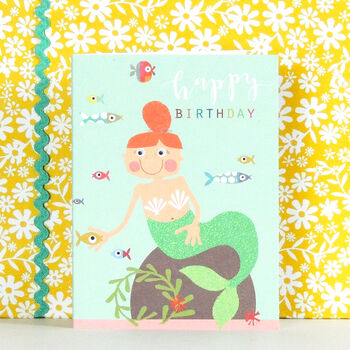Mini Glittery Mermaid Birthday Card, 5 of 5
