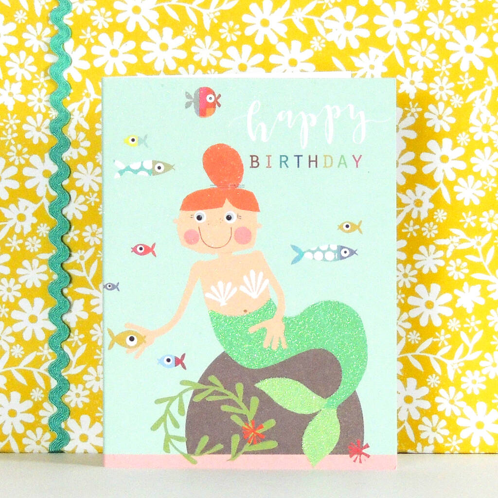 Mini Glittery Mermaid Birthday Card By Kali Stileman Publishing