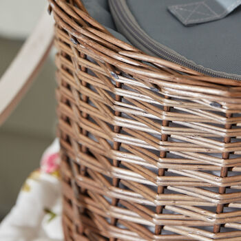 Round Grey Picnic Basket With Chiller Compartment, 5 of 7