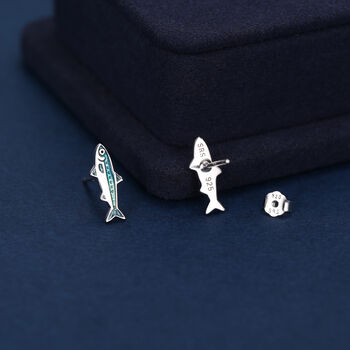 Sterling Silver Sardine Stud Earrings, 5 of 11