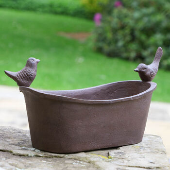 Cast Iron Roll Top Tub Bird Bath, 3 of 7