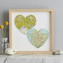 Two Map Hearts Wedding Anniversary Print, thumbnail 2 of 12