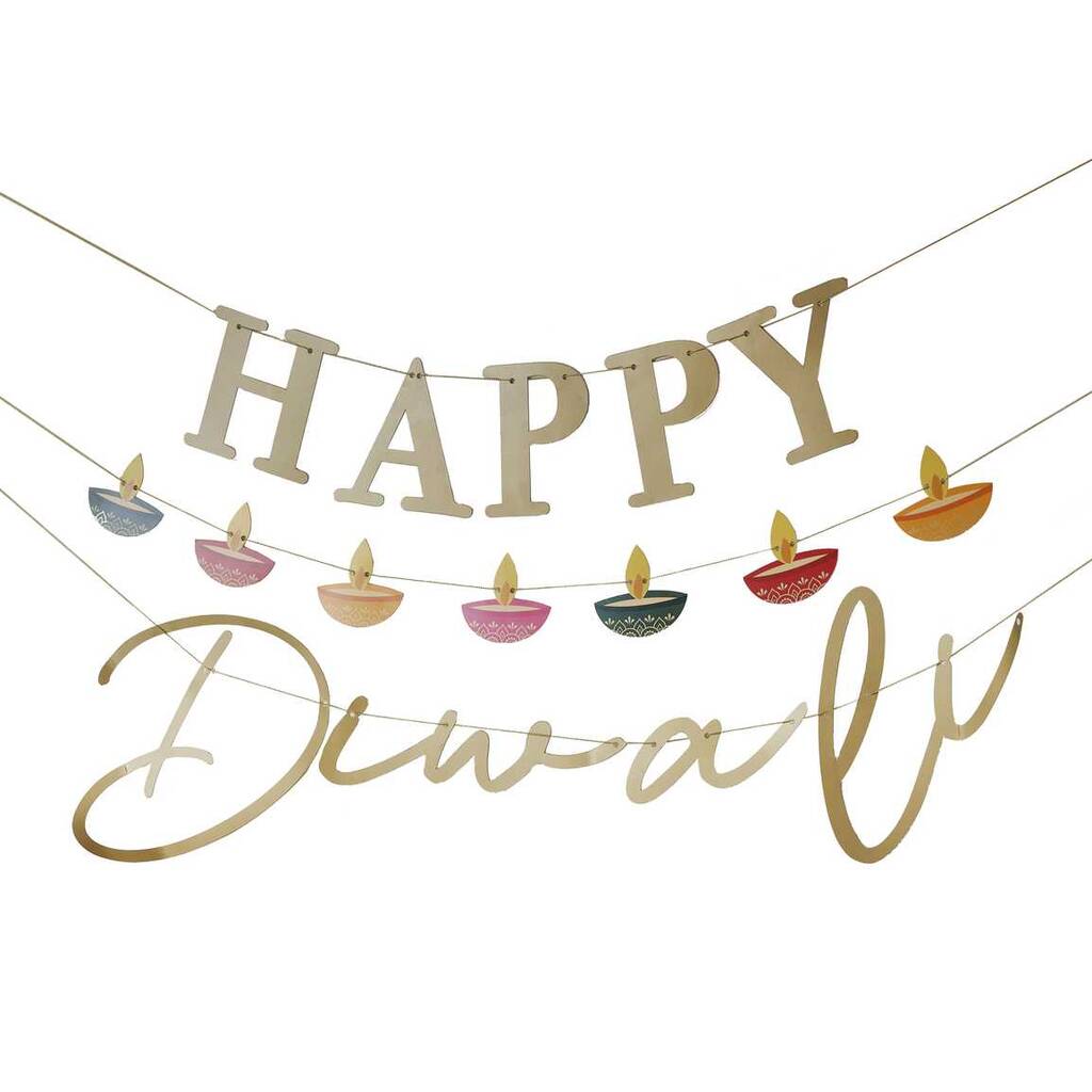 Gold Happy Diwali Bunting By Little Big Party Co.