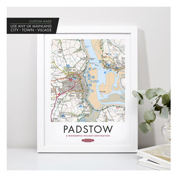 Favourite UK Town Location Personalised Map Print, 11 of 12