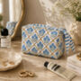 Handcrafted Block Print Quilted Makeup Bag, thumbnail 1 of 7