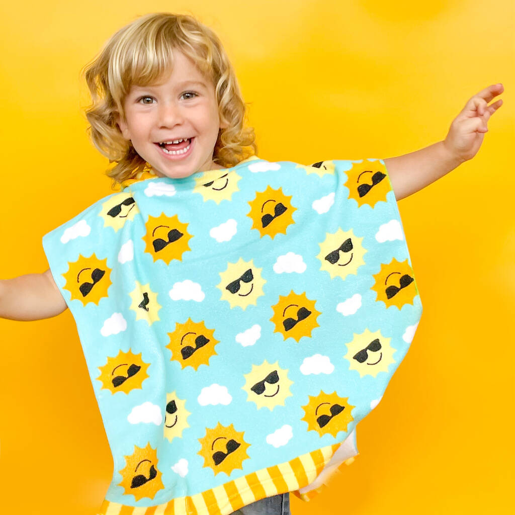 Personalised Happy Sun Toddler Hooded Towel, 1 of 12